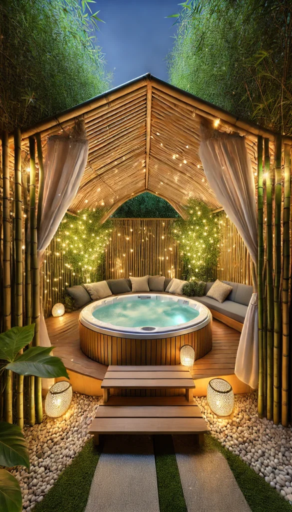 Cozy Jacuzzi Retreat Framed with Bamboo