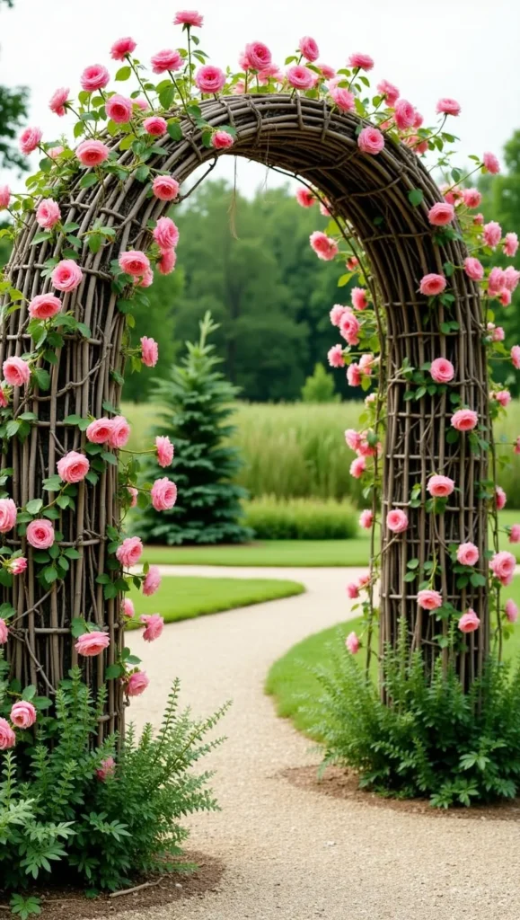 Rustic Twig Archways for Climbing Roses