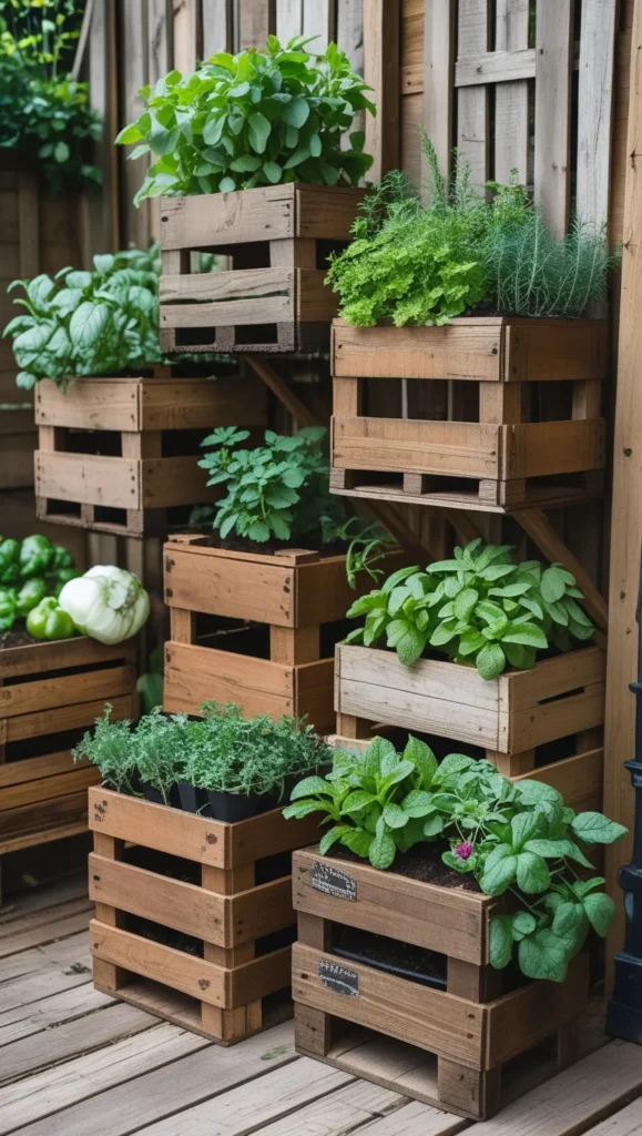 Repurposed Wooden Crates as Planters