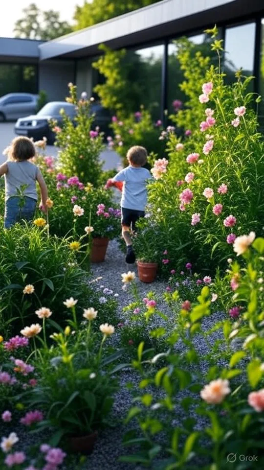 Small Gardening Joy A Blooming Playground for Children.