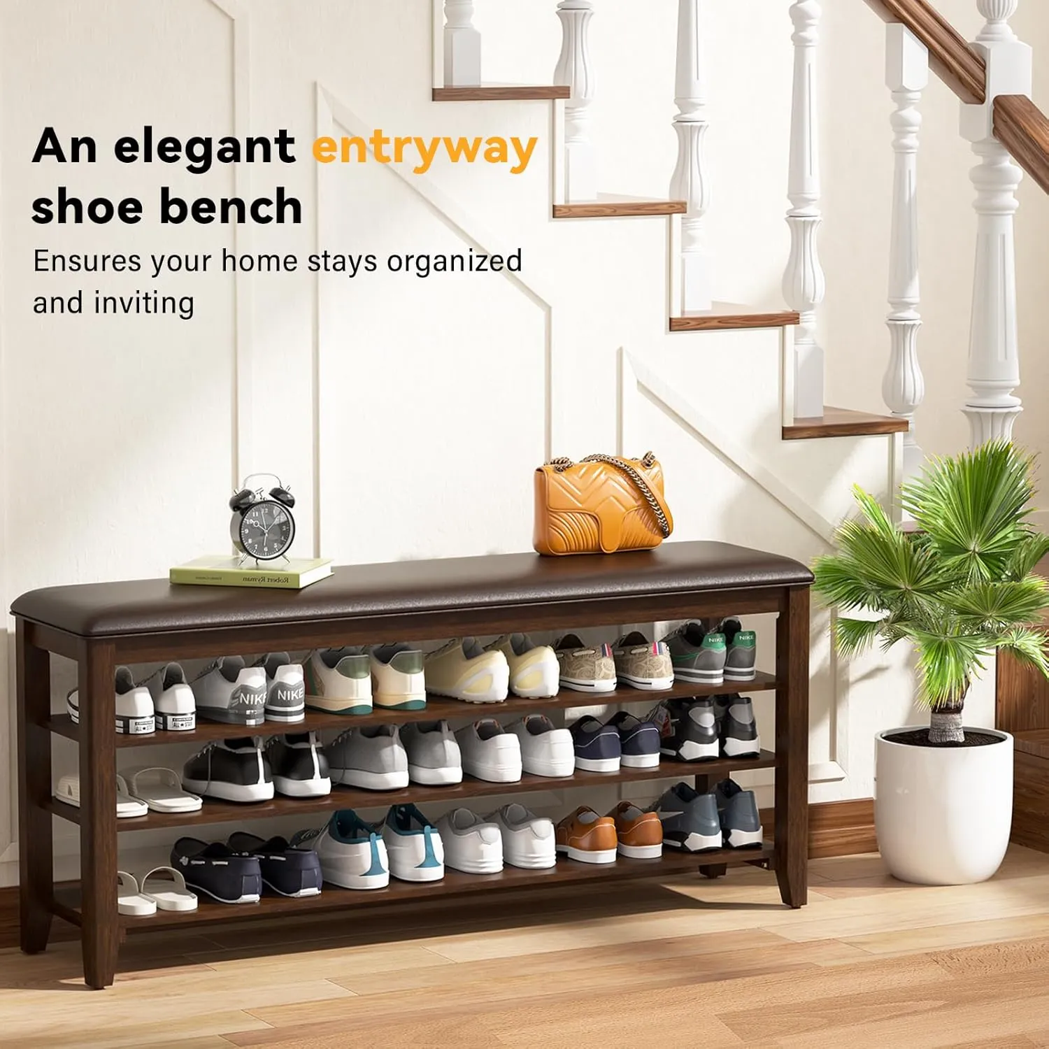 entryway shoe storage bench with cushion