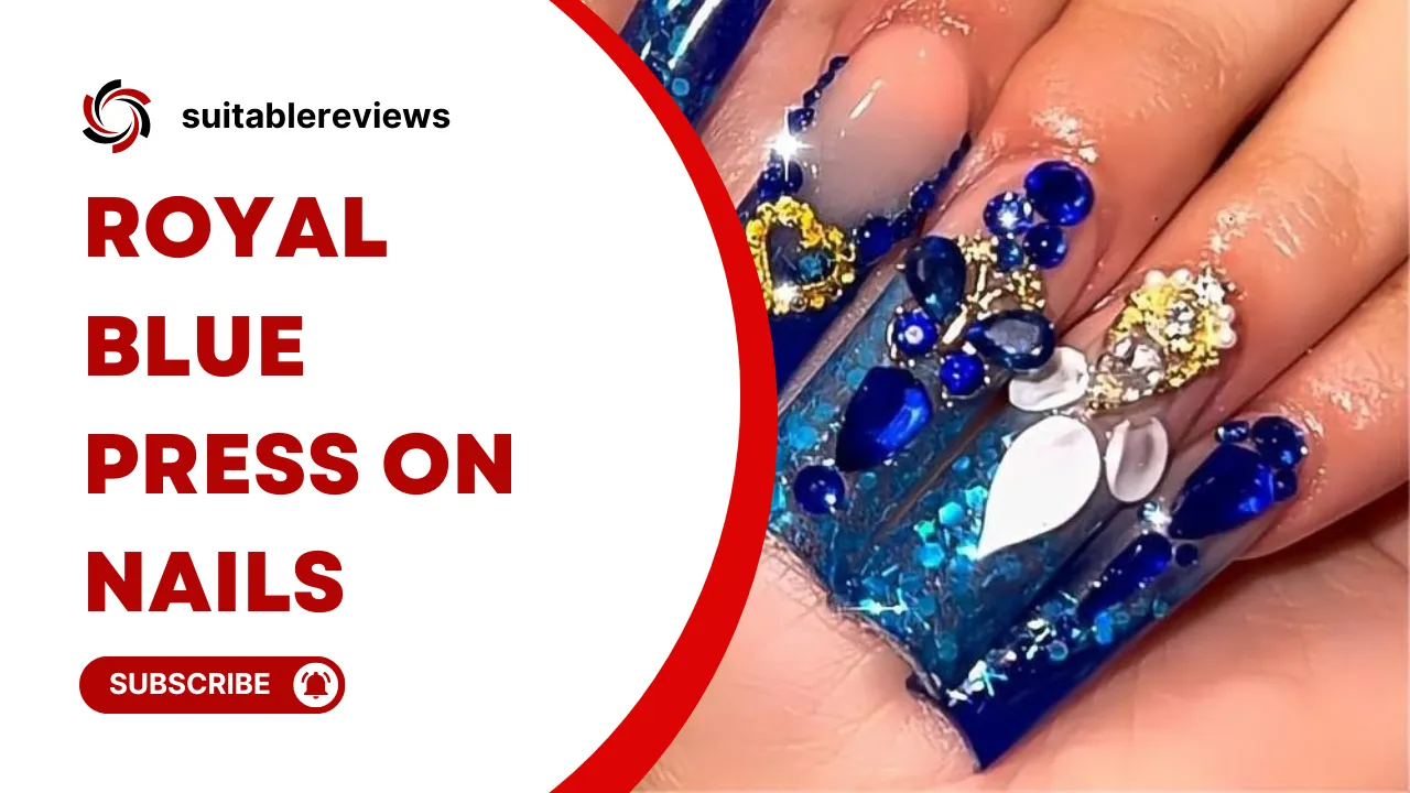 Royal Blue Press on Nails Long Length Square Shape Acrylic Fake Nails with Rhinestones Designs False Nails Mother'S Day Gift 24pcs