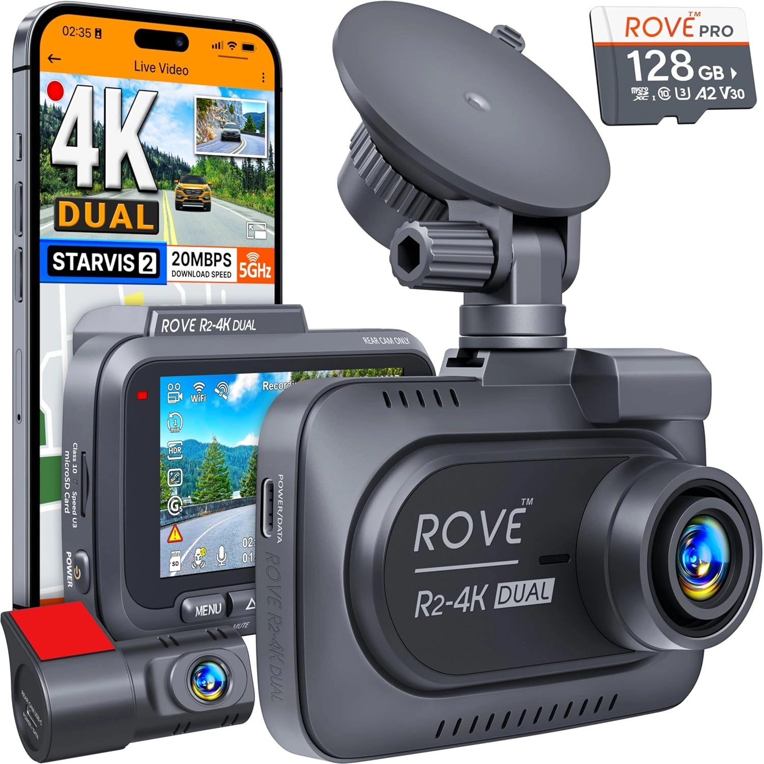 front and rear dash cam with night vision