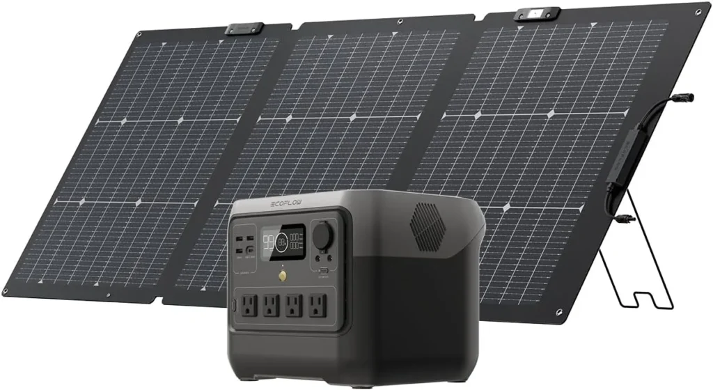 portable power station with solar panel and battery